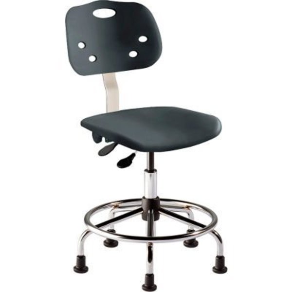 Biofit BioFit Antimicrobial Stool w/Glides, 20"-27" Seat Ht, Black Plastic- Chrome Steel - ArmorSeat Series GGS-M-HG-T-XF-XA-C-BLK